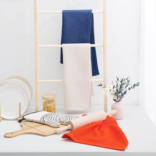 Homaxy 100% Cotton Waffle Weave Kitchen Dish Towels 12-Pack, Navy Blue - Image 6