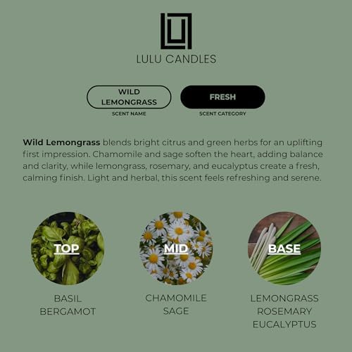 Lulu Candles | Wild Lemongrass | Luxury Scented Soy Jar Candle | Hand Poured in The USA | Highly Scented & Long Lasting (9 Oz.) - Image 3