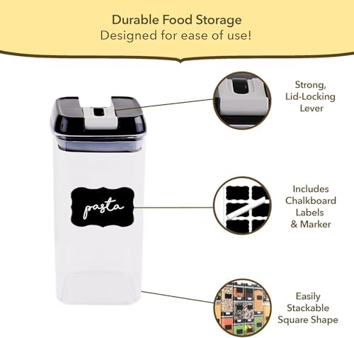 Simply Gourmet Airtight Food Storage Containers with Lids – 14 Piece Assorted Size Kitchen Pantry Organization Set, BPA-Free Clear Plastic, Stackable Containers for Cereal, Flour, Sugar, Rice, Snacks - Image 5