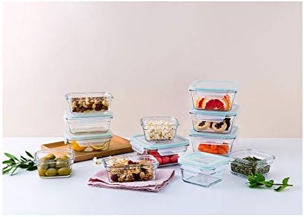 Glasslock Ring Taper 24 Piece Set Stackable Oven Microwave Safe Glass Food Storage Containers with Airtight Latching Lids,Clear - Image 2