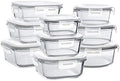 18 Piece Glass Food Storage Containers with Snap Locking Lids for Meal Prep by Bayco