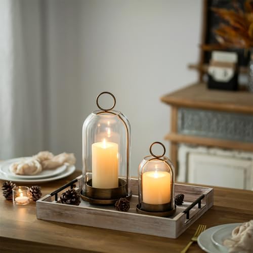 Sziqiqi Hurricane Candle Holder Lanterns: Pillar Candle Holders Set of 2 - Image 2