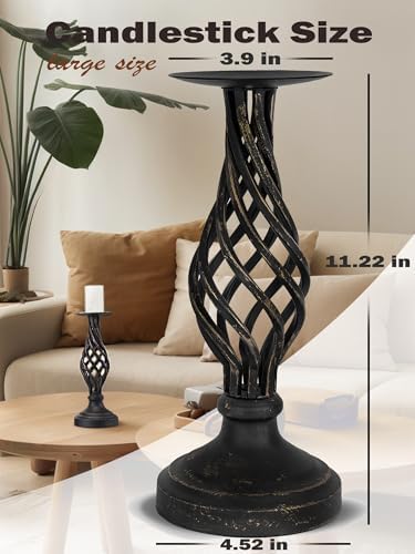 Vintage Metal Pillar Candle Holder for Table Decor - Image 3