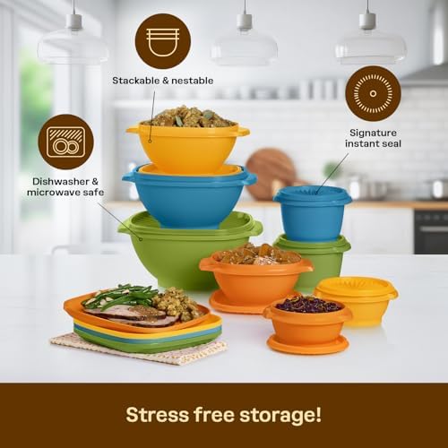 Tupperware Heritage 20-Piece Retro Set (4 Plates, 8 Containers, 8 Lids) - Image 4