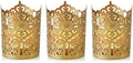 Hosley Set of 3 Gold Diamond Cut Candle Holders 4 Inches High Elevate Your Space with Elegant Metal Candle Holders in a Value Pack by HOSLEY