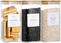 CZZGSM 3 Pack Square Glass Kitchen Storage Jars with Airtight Bamboo Lids and 132 Pantry Labels - 54oz Glass Canisters with Wood Lids - Food Storage for Sugar, Rice, Pasta, Cereal by CZZGSM