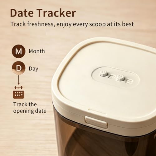Airtight Food Storage Container with Magnetic Scoop & Built-in Leveler, 1200ML Coffee Storage Container with Date Tracker, BPA Free UV Blocking Food Container for Coffee Beans, Ground Coffee, Tea - Image 3