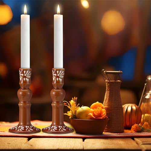 Conelist 2 Pcs Traditional Mexican Clay Candleholders, 7.5 in - Image 6