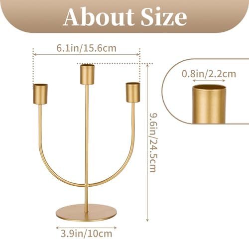 Sziqiqi Gold Candelabra Candle Holders, 3 Arm Candelabra Table Centerpiece - Image 5