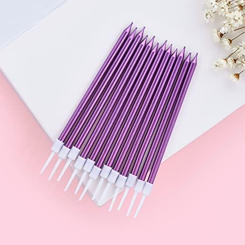 PHD CAKE Purple Long Thin Metallic Birthday Candles for Cake Party, Cake Candles, Weddings Cake Decorations, Candles for Cake - Image 3