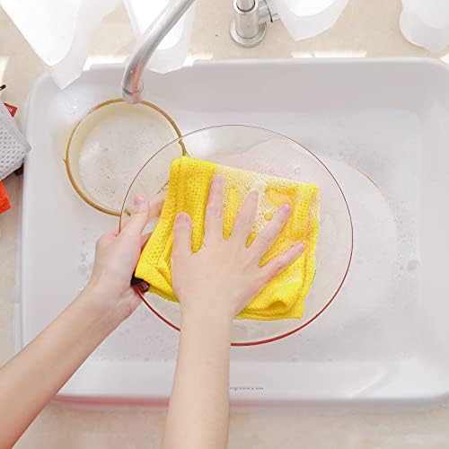 Homaxy 100% Cotton Waffle Weave Kitchen Dish Cloths 6-Pack, Yellow - Image 4
