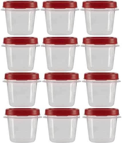 Food Storage Containers, Red, Half Cup Food Storage Containers, 24 Peice Set, Easy Find Lids, 12 Containers, 12 Lids by Utensilux