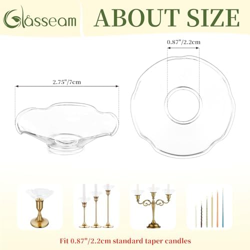 Glasseam Glass Bobeches for Candlestick, 12Pcs Clear Candles Drip Protector - Image 5