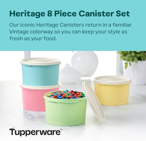Tupperware Heritage 8-Piece Pastel Canister Set (4 Containers + 4 Lids) - Image 2
