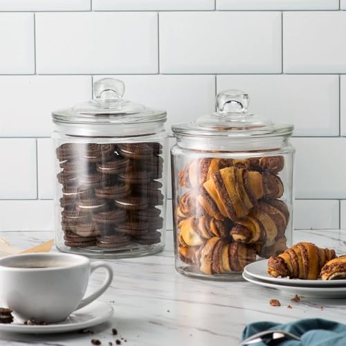 KooK Glass Storage Containers with Lids, 1/2 Gallon, Set of 2, Glass Kitchen Jars, Food & Cookie Storage Containers for Pantry, Bathroom Apothecary Canisters, Dishwasher Safe, Chalk, Label, Scoops - Image 5