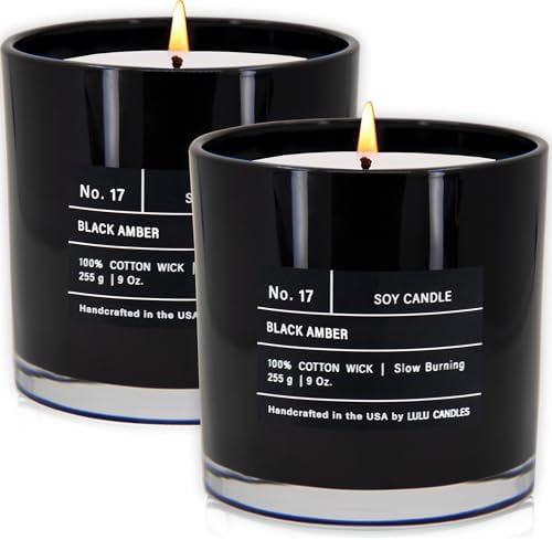 Lulu Candles | Black Amber | Luxury Scented Soy Jar Candle | Hand Poured in The USA | Highly Scented & Long Lasting (9 Oz. 2 Pack) by LULUCANDLES