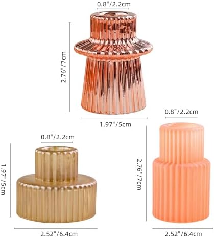 Pink Candlestick Holders 12PCS Ribbed Glass Taper Candle Holders Set for Tealight Candlestick Candles, Table Centerpieces for Weddings Christmas Home Decor Indoor and Outdoor - Image 6