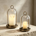Glass Hurricane Candle Holder Decorative Gold Candle Lantern by VIVIRENOIR