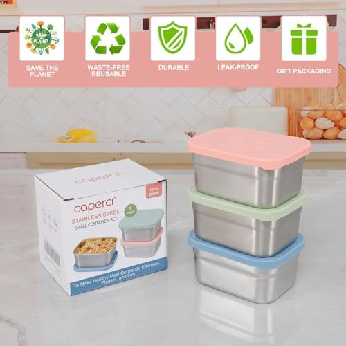 Caperci 3-Pack Stainless Steel Snack Containers with Silicone Lids - 10oz Reusable Small Food Storage Containers for Snacks & Deli Foods, Leak-Proof, Easy Open & BPA-Free (290ML) - Image 7
