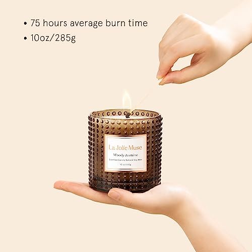 LA JOLIE MUSE Woody Jasmine Scented Candle for Home,Natural Soy Wax 55 Hrs - Image 4