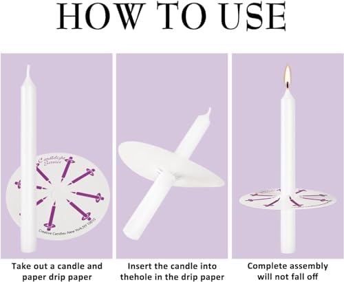 YOROXRG 200 pcs Church Candles with Drip Protectors for Devotional Candlelight Vigil Service, Unscented White 5" H X 1/2" D, No Smoke, Shabbat, Praye - Image 6