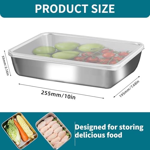 GIUOIDUO stainless steelFood Storage Containers setsstorage box with lidfreezer FrozenKitchen tray with lidOven plateSide dish plate Freezer & Dishwasher Safe - Image 7
