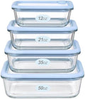 Glass Food Storage Containers with Glass Lids, 4 Pack Meal Prep Container Set with Airtight Silicone Seal & Air Vent, Leakproof Borosilicate Leftover Storage Bowls, Microwave & Dishwasher Safe by Eco-Evo