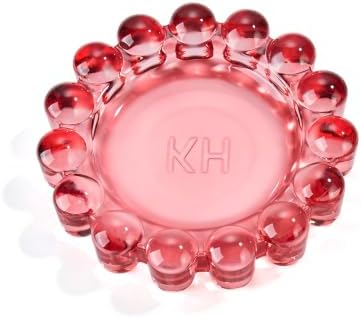 Chic Red Bubble Glass Candle Dish – Modern Clear Glass Candle Holder for Tealights & Diffusers, Decorative Tray for Home & Tabletop Decor（1 Pack） by khtumeware