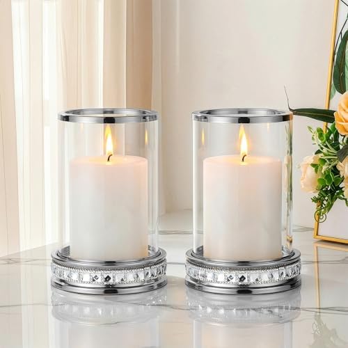 2pcs Hurricane Candle Holder, Pillar Candle Holders with Clear Glass Sleeve - Image 4