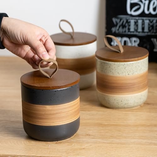 Miamolo Ceramic Coffee Container with Lid, Kitchen Food Storage for Counter - Image 4