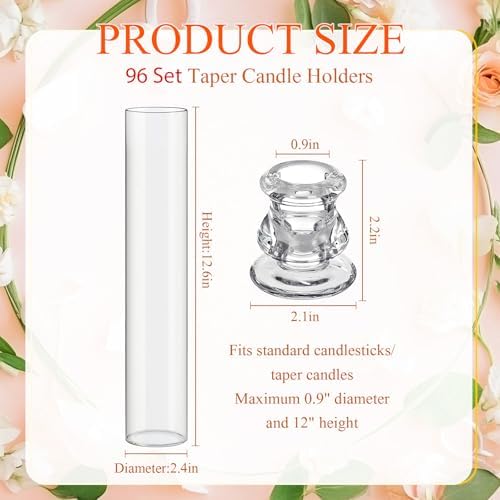Teenyyou 36 Set Glass Hurricane Candle Holders Candlestick Bulk 12.6",Clear - Image 2