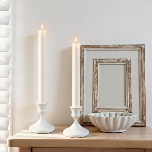 Candle Holders White Set of 6, Vintage Metal Candlestick Holders for Dinner Room Table Centerpiece, Low Metal Candles Sticks for Wedding Centerpieces Christmas Birthday Party - Image 6