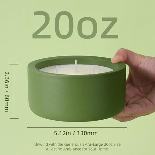 Viyffo 20oz Large Odor Eliminating Candle - Eucalyptus Mint, 3 Wick Fall Scented Soy Candle, Non Toxic, Matte Green Ceramic Jar, Fresh Home Fragrance for Bathroom, Pet, Smoke & Kitchen Odors - Image 5