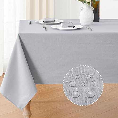 Veblandy Textured Rectangle Tablecloth 52x70 inch Table Cloth Water Resistant Wrinkle Free Spill-Proof, Decorative Fabric Table Cover Washable for Banquet Parties Event Holiday Dinner, Light Grey by Veblandy