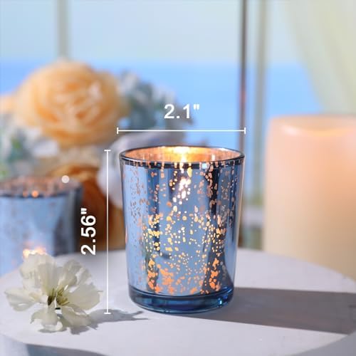 LETINE Blue Votive Candle Holders Set of 36 -Mercury Glass Candle Holders for Wedding & Baby Shower Decor - Ideal for Bridal Shower & Centerpieces for Tables - Image 2