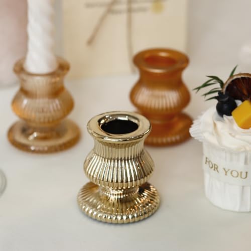 WDHODEC Gold Candlestick Holders 12PCS Glass Taper Candle Holders for Table Centerpiece Colorful Candle Sticks for Wedding, Party and Festival Decoration - Image 5