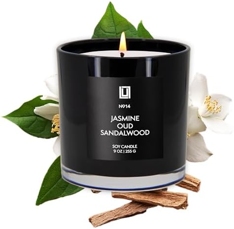 Lulu Candles Jasmine, Oud & Sandalwood Scented Soy Blend Jar Candle, 9 Oz. by LULUCANDLES
