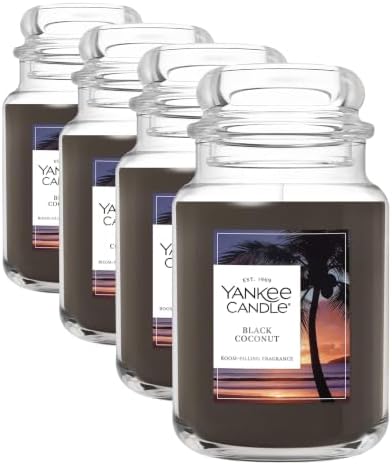 Yankee Candle Black Coconut Scented Candle, 22oz Jar, Large (Pack of 4) by YankeeCandle