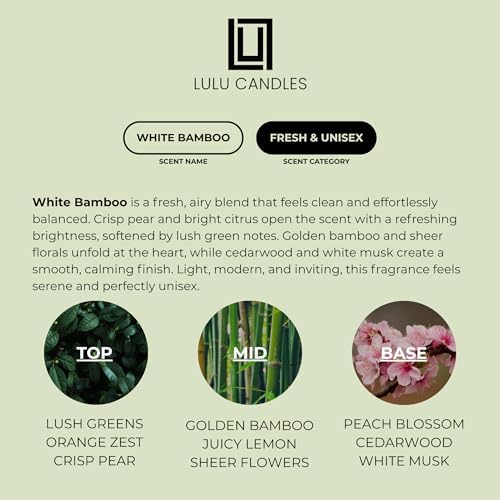 Lulu Candles | White Bamboo | Luxury Scented Soy Jar Candle | Hand Poured in The USA | Highly Scented Long Lasting (9 Oz.) - Image 4