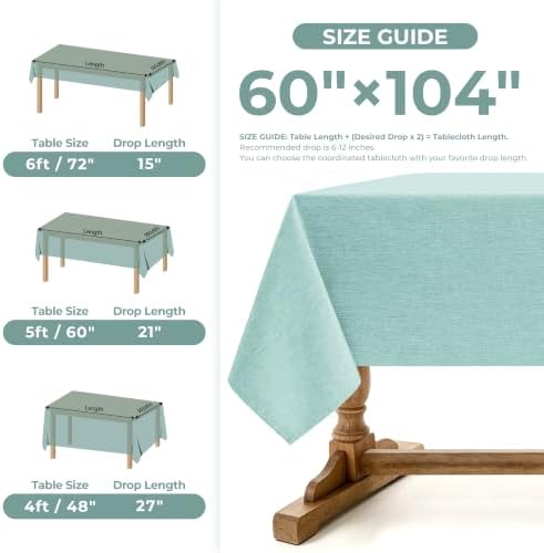 Decorelia Auqa Linen Textured Tablecloth Rectangular 60 x104 Inch - Image 5