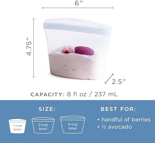 Stasher Premium Reusable Silicone Food Storage Bowl, Blue, 1-Cup - Image 5
