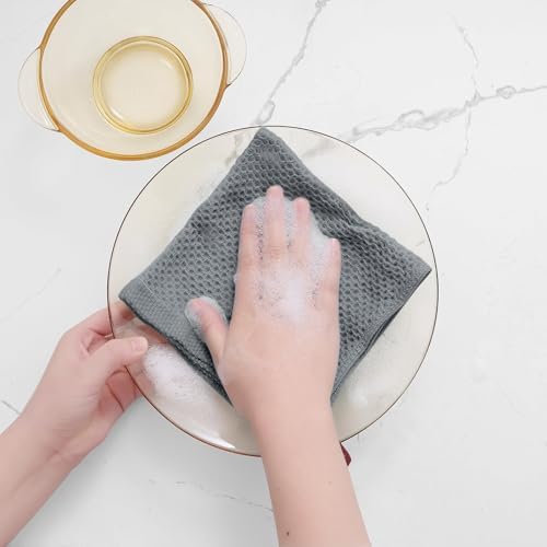 Homaxy 100% Cotton Waffle Weave Kitchen Dish Cloths 24-Pack, Grey - Image 4