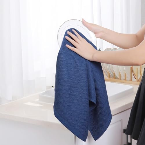 Homaxy 100% Cotton Waffle Weave Kitchen Dish Towels 6-Pack, Navy Blue - Image 4