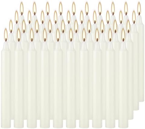 YOROXRG Set of 40 Ivory Candles Mini Unscented Taper Candles for Christmas,Household, Wedding, Rituals, Prayer, Birthdays, Meditation, Altar,Party and Home Décor Candlesticks - 4 Inch Tall by YOROXRG