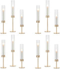 Hewory Gold Hurricane Candle Holders: 12 PCS Tall Taper Candlestick Candle Holders Bulk for Candlesticks Candle Sticks Holder Decor for Table Centerpiece Wedding Party Christmas Decorations by Hewory