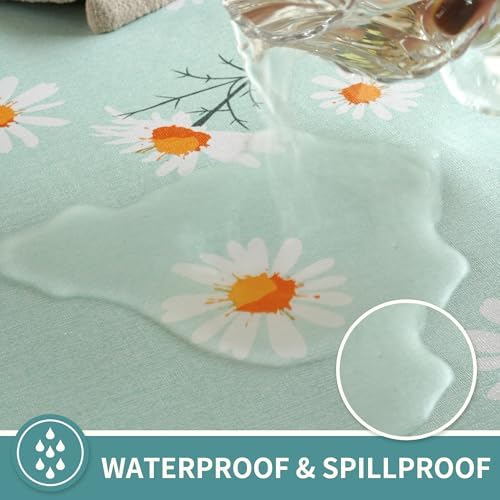 Rectangle Table Cloth,100% Waterproof Tablecloth OilProof SpillProof Vinyl Table Cloth, Wipe Clean Plastic Table Cover for Dining, Camping, Indoor and Outdoor 54" x 120",Mum Bloom - Image 3