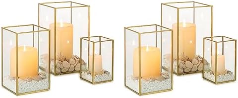 NUPTIO Hurricane Candle Holder Centerpieces: 6 Pcs Glass Candles Lantern by Nuptio