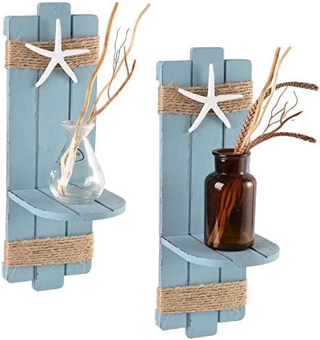 SOMTO Beach Starfish Wall Candle Sconces Decor,Ocean Themed Wall-Mount Candle Holders, Coastal Farmhouse Nautical Rustic Decorations for Bathroom, Living Room, Dining Room and Office, Set of 2 - Image 7