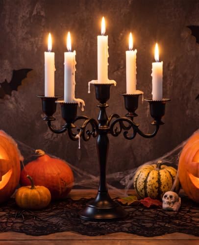 Black Candelabra Halloween 5 Arm Matte Gothic Taper Candle Holder - Image 6
