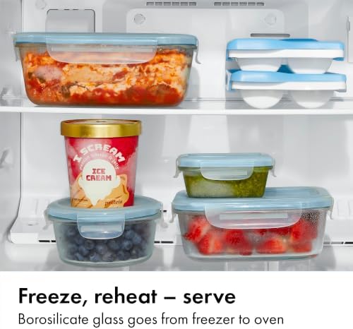 OXO Good Grips Smart Seal 12-Piece Glass Food Storage Container Set - Arctic Blue - Image 3